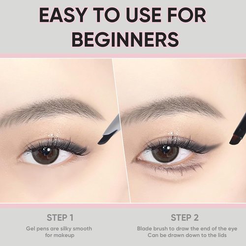 Skiennix Waterproof Gel Eyeliner Pencil - Highly Pigmented, Smudge-Proof, Ultra-Fine Tip - Built-In Brush for Easy Application - 01 Black
