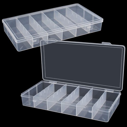 Skiennix Clear Plastic Storage Box - Versatile Organizer for Cosmetics, Jewelry & Hardware (2-Pack)
