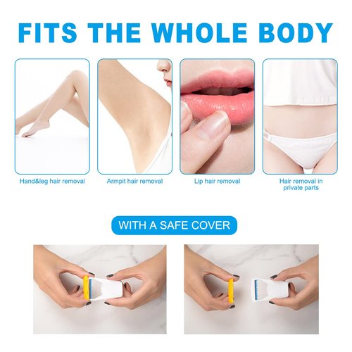 50Pcs Portable Disposable Razors, Skin Blade Razors, Individually Packaged Dry/Wet with Protection Cap, Stainless Steel Single Blade Hair Removal Prep Blade Razors for Women Men for Home&Summer Travel