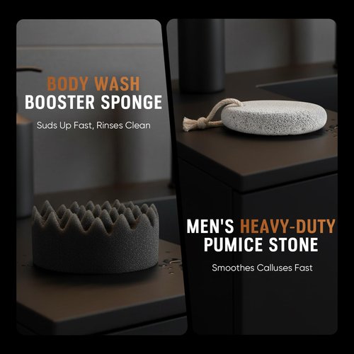 Gift Baskets for Men - 7 Pcs Mens Body Wash & Skin Care Kit | All-in-One Grooming & Bath Gift Set with Cedrus Atlantica Scent | Birthday Gifts for Men, Husband, Boyfriend, Brother, Father