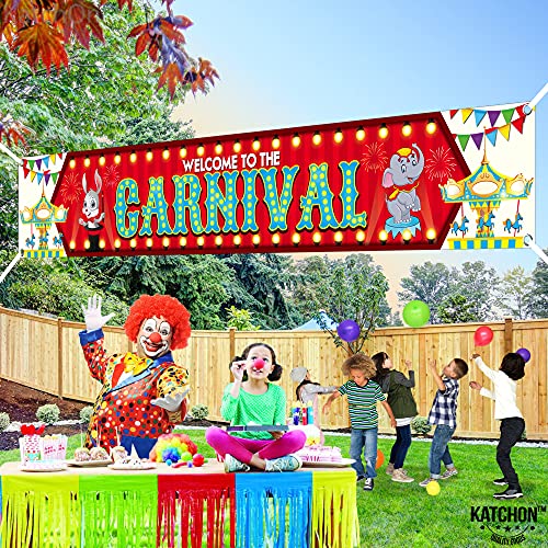 Carnival Banner Welcome to the Carnival 72x44 Inch Party Backdrop & Balloon Set