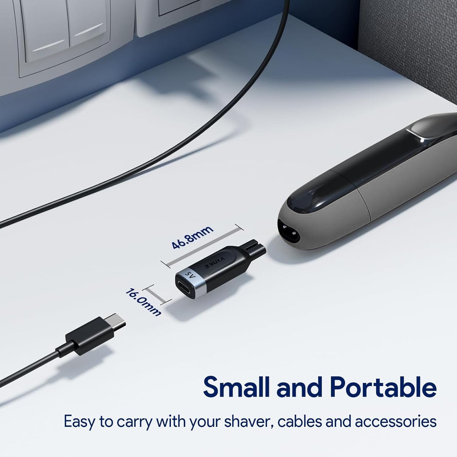 Yinke 5V Type-C Shaver Adapter Charging Converter for Philips Norelco OneBlade QP2724 QP2834 QP4530 S5880/S5885 MG7910 MG9510 QP1924 QP1324, USB-C Shaver Charger Converter Without Charger Cord (1 PC)
