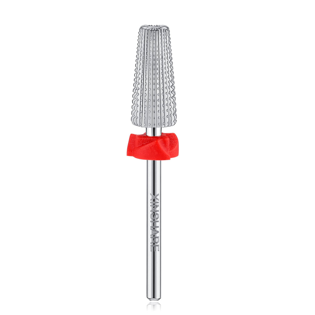 Xinshare Nail Drill Bit Carbide 5 in 1 Multi-function Manicure Drill Bit 2 Way Rotate Use for Both Left and Right Handed, Fast Remove Acrylic or Hard Gel, Nail Drill Machine,Fine