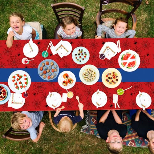 Spider Party Decorations Set - Web Tablecloth, Banner & Hanging Swirls - Variation of 3.0