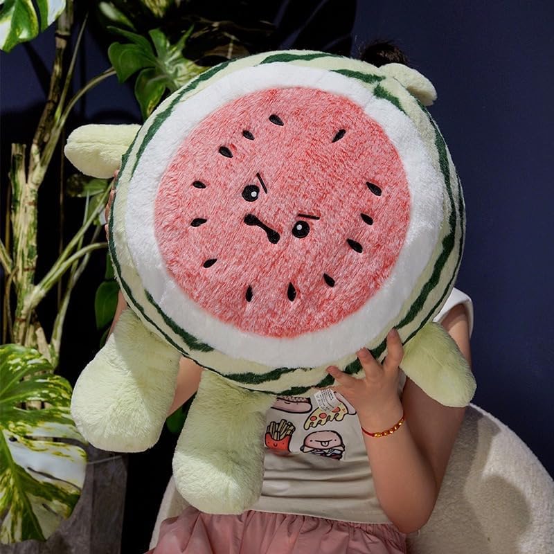 Watermelon Plush Pillow - 17.7 Inch Angry Fruit Soft Cushion for Kids & Adults