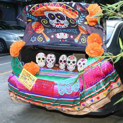 Halloween Car Decorations Kit for Trunk or Treat - Day of The Dead Theme - 23 Pieces