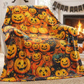 Halloween Pumpkin Blanket - Autumn Pumpkin Flannel Throw for Sofa Bed Party