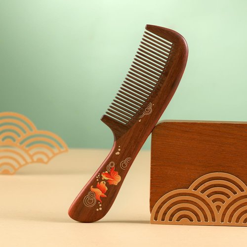 TAN MUJIANG Hair Comb Natural Wood Anti-static (Goldfish)