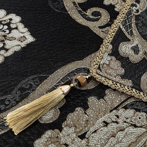 Rectangular Jacquard Tablecloth 60 x 120 Inches Black - Elegant Home Decor