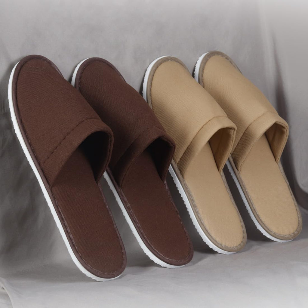 Yeios 20 Pairs Disposable Slippers for Guests Hotel Slippers Bulk Spa Slippers Closed Toe House Slipper Bulk for Adult for Men and Women Coffee