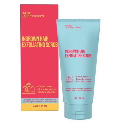 Base Laboratories Ingrown Hair - KP Bump Exfoliating Body Scrub - with AHA+BHA - Keratosis Pilaris Treatment - Daily Skin Exfoliant - Helps Reduce Strawberry Skin & Razor Bumps - Men & Women 3oz