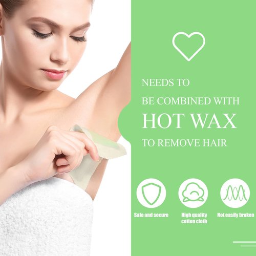 Loopeer 300 Pcs Natural Muslin Epilating Face Wax Strips Hair Removal Eyebrow Precut Body Facial Cotton Wax Cloth Strip for Women Men (Mixed Size)