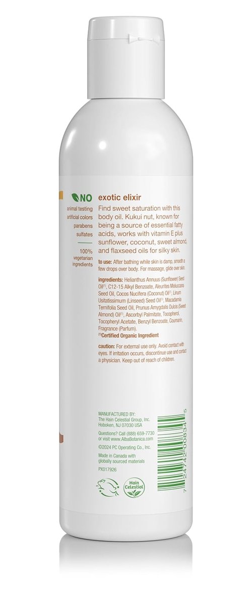 Alba Botanica Intense Hydration Body Oil - Kukui Nut & Vitamin E, 8.5 Oz for Deep Moisture