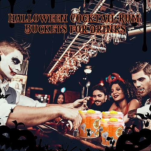 Halloween Candy Buckets Set with Stickers - 20 Plastic Pails with Handle, 34oz Capacity