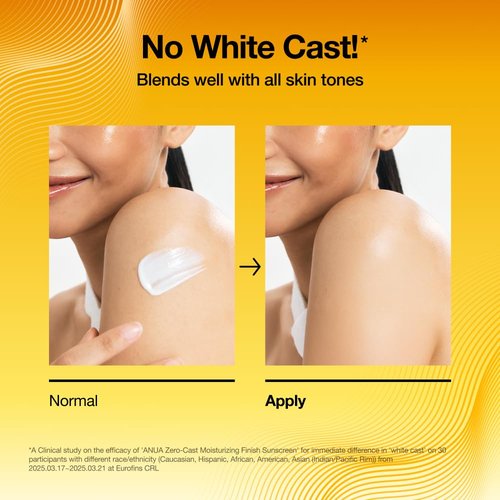 Anua Zero-Cast Moisturizing Sunscreen SPF 50 - Glow Natural Face Sunscreen with Hyaluronic Acid & Niacinamide | Oil-Free, 1.69 fl oz