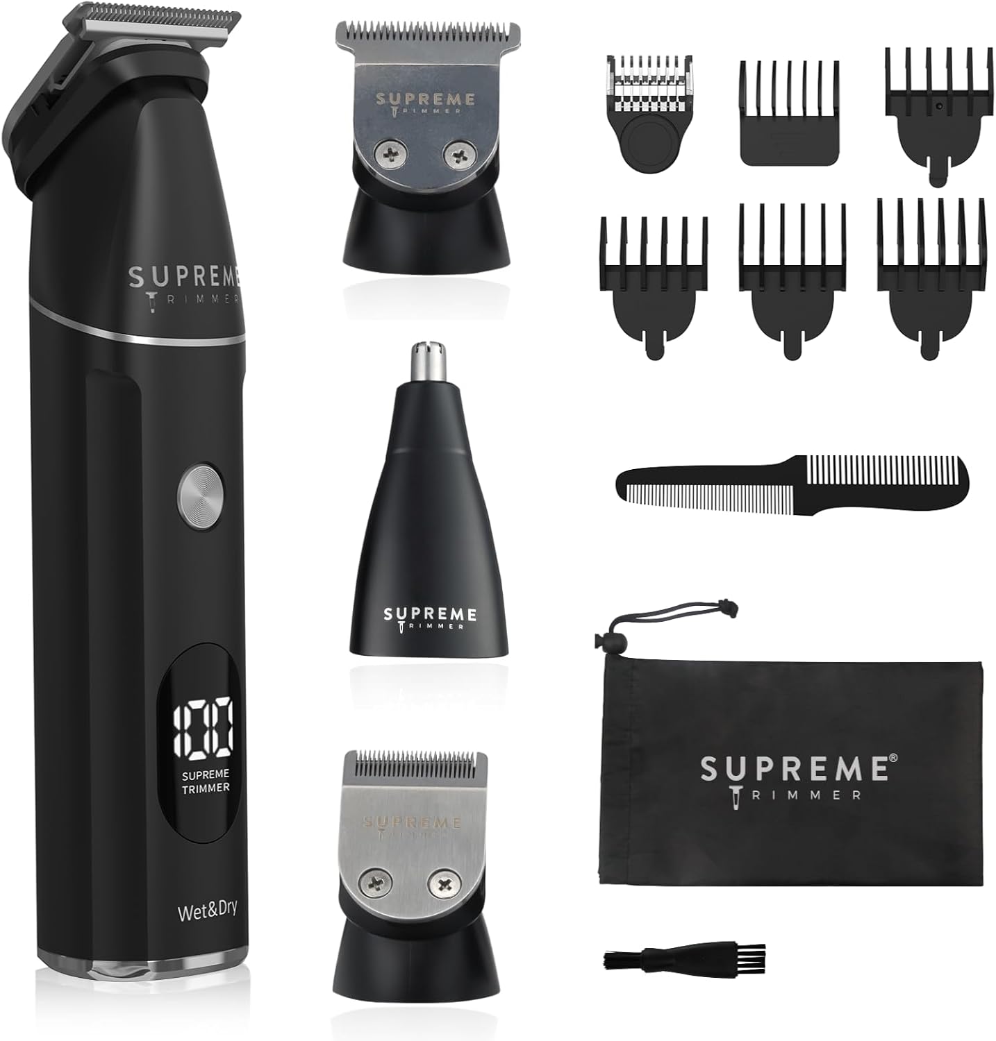 Supreme Trimmer All-in-One Waterproof Multigroomer for Men - Rechargeable Beard, Body & Nose Hair Kit | SMG3030
