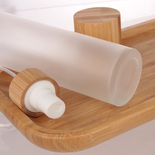 COSIDEA 12 pcs Empty 4oz /120ml bamboo lid Frost glass spray bottle with fine mist despenser head for liquid perfume toiletries containers, toner bottles