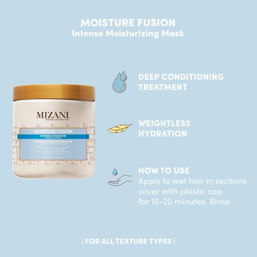 Mizani Moisture Fusion Hydrating Hair Mask - Intense Deep Conditioning for Dry, Curly Hair with Argan Oil