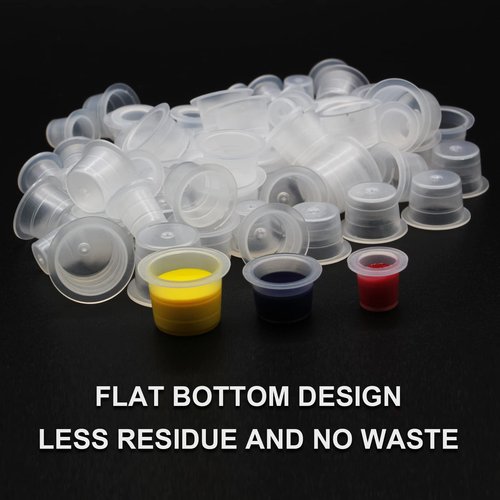 Tattoo Ink Caps Cups Medium - Autdor 1000pcs Tattoo Cups Pigment Caps Disposable Tattoo Ink Cups for Microblading Permanent Makeup Tattoo Pigment Clear Holder Container Caps Tattoo Supplies