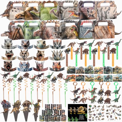Jurassic Dinosaur Party Favor Set - 320 Pieces for 12 Guests - Dinosaur Theme, Goodie Bags, Decorations & Party Supplies