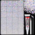 White AB Resin Rhinestones 25,000 Pcs Craft Gems Set with Glue for DIY Jewelry & Decor - Large Pack