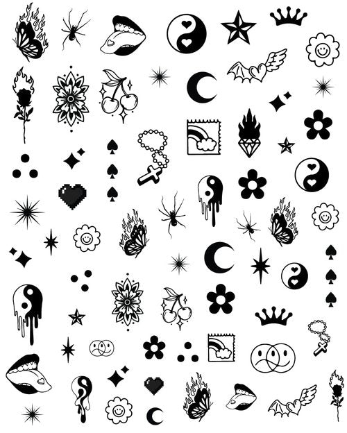 Impressed Gothic Authentic 5 Sheets Luxury Grunge Nail Art Stickers 500+ Black Customized Nail Decals for Fake Nail Design Decorations and Salon Nails Accessories for Men and Women (Grunge)