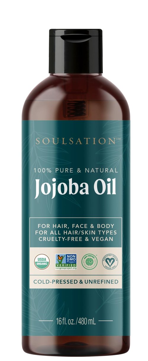 SOULSATION Organic Jojoba Oil for Skin, Hair & Face (16oz) | 100% Pure, Natural Cold Pressed