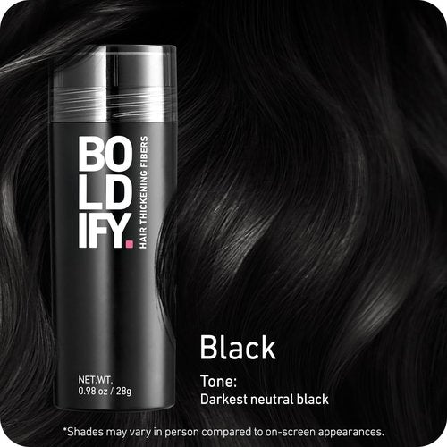 BOLDIFY Hair Fibers - Instantly Thicker & Fuller Hair for Thinning Areas - 28g - Black Shade