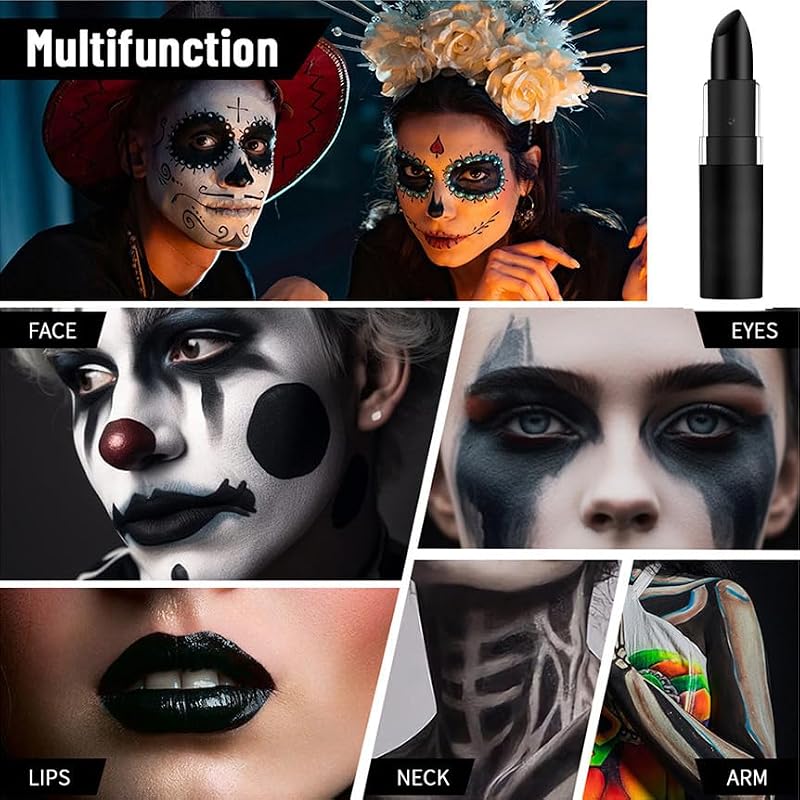 3Pcs Matte Velvety Lipstick Set - Black White Red Lip Face Paint - 0.12 Fl Oz Variation 02#