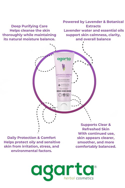Agarta Lavender Moisturizing Skin Cream - Vegan Botanical Hand & Face Cream with Lavender Water | 2.54 fl oz