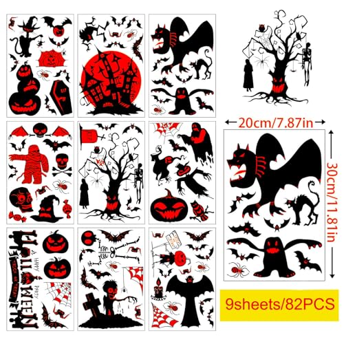 Halloween Window Clings - Ghosts Pumpkins Zombies Decor Set - Variation of THIS listing