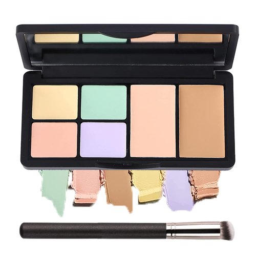 Skiennix Correcting Concealer Palette - 6 Color Makeup Cream Contour Set with Brush for Dark Circles & Blemishes