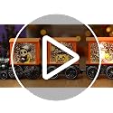 Halloween Snow Globe Lantern with Skeleton, Train Scene, Timer, Indoor Decor - Halloween Train Variation
