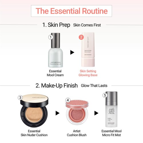 JUNG SAEM MOOL Skin Setting Glowing Base 1.35 Fl Oz, Hydrating Primer with Fine Pearls for Radiant Glow, Pore-Smoothing Pink Flower Complex, Makeup Base for Dry and Combination Skin, Korean Makeup