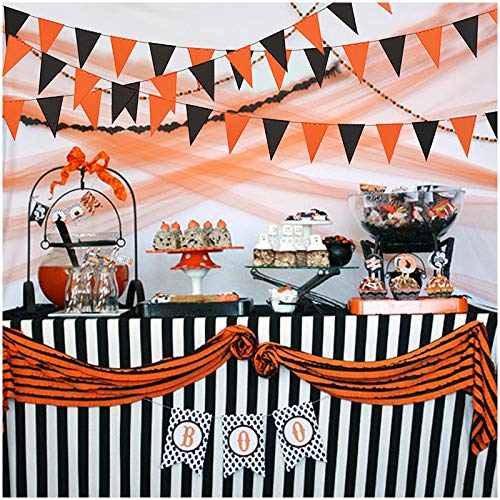 Halloween & Party Triangle Banner Flags 20ft Paper Garland Set - Orange & Black