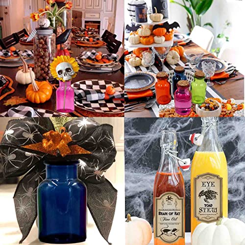 Halloween Potion Glass Bottle Set - Reusable Apothecary Decor with Labels & Stickers