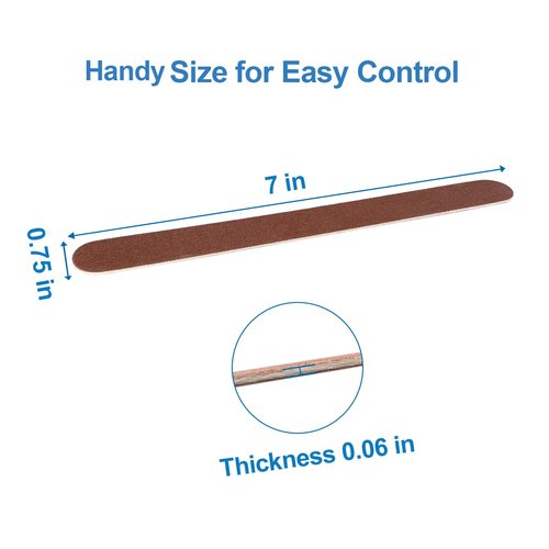 100 Pcs Wooden Nail Files, 7 Inches Emery Board Nail File for Nature Nails, Manicure Tool Set Disposable Nail File for Home Salon Brown