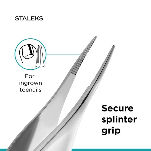 Staleks PODO 10 Podology Splinter Tweezers – Long Thin Working Part – Ideal for Ingrown Nail Removal, Calluses, and Foreign Body Extraction