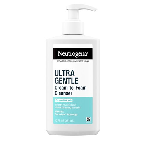 Neutrogena Ultra Gentle Foaming Face Wash - Fragrance-Free Cleanser for Sensitive Skin, 12 fl oz
