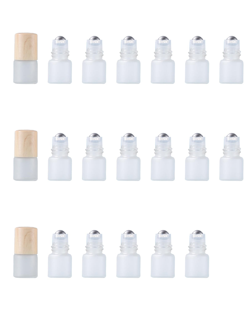 ZbFwmx 20 Pack Set 2ML(5/8 Dram) Mini Sample Roll Glass Bottles for Essential Oils Roller Refillable Perfume Roll Bottle (2ML Frosted)