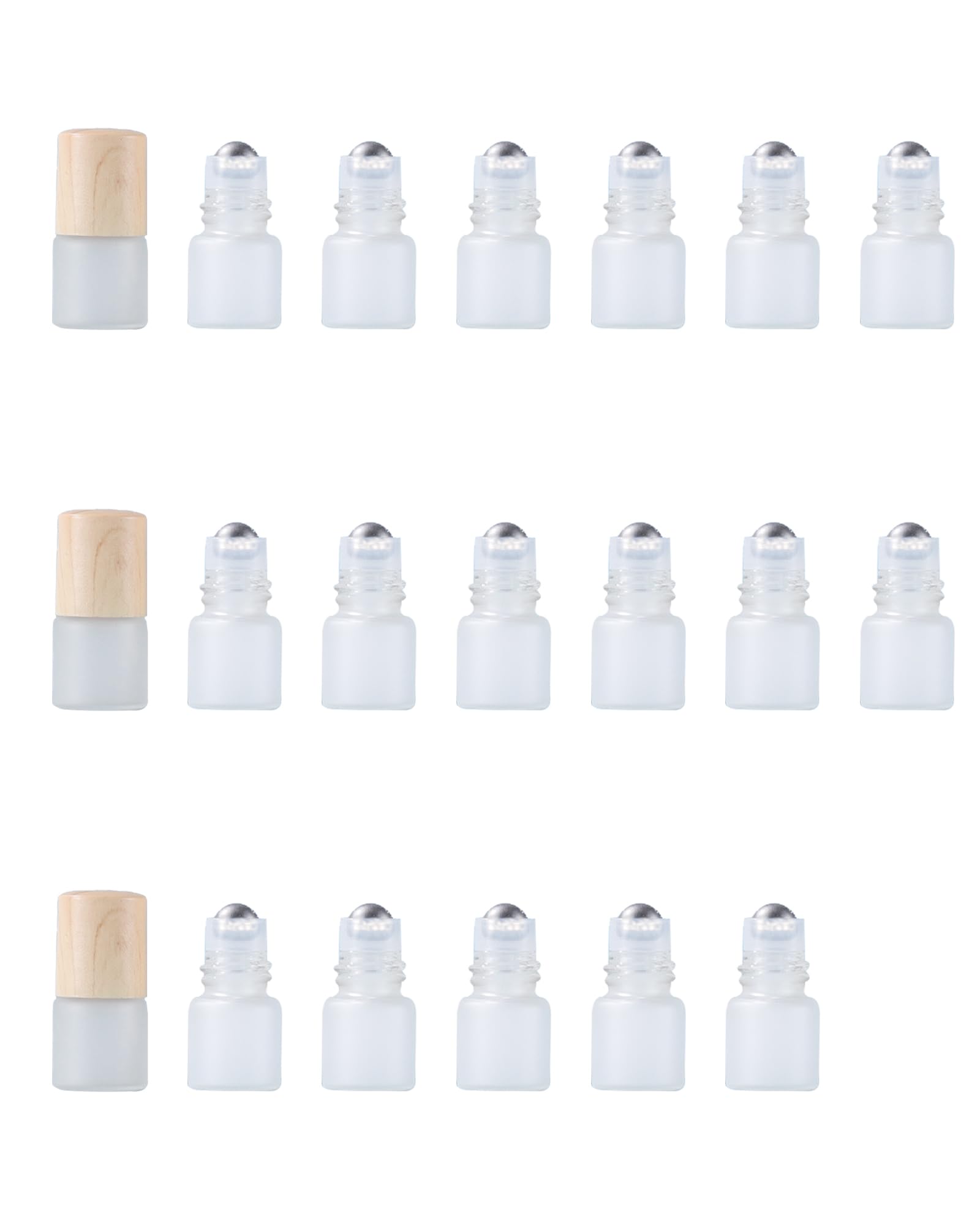 ZbFwmx 20 Pack Set 2ML(5/8 Dram) Mini Sample Roll Glass Bottles for Essential Oils Roller Refillable Perfume Roll Bottle (2ML Frosted)