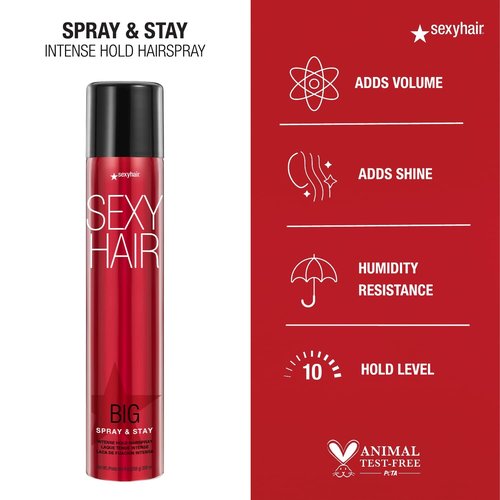 SexyHair Big Spray & Stay Hairspray - Intense Hold & Shine | 72-Hour Humidity Resistance | All Hair Types