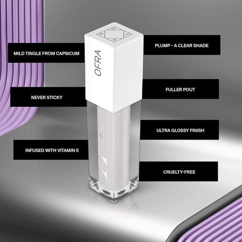Ofra Lip Lush Plump - Clear Lip Plumper Gloss | Hydrating, Non-Sticky & Ultra Glossy - 3.5ml