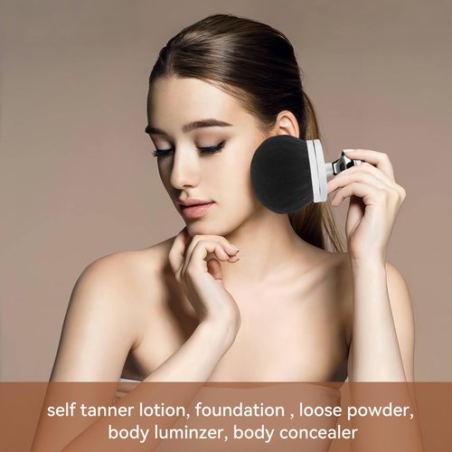 Extra Large Body Makeup Brush for Self Tanner, 3 Inch Width Self Tanning Kabuki Brush, Powder, Foundation, Blusher, Bronzer, Oval Face Leg Makeup Brush with Drawstring Bag&box (Silver)