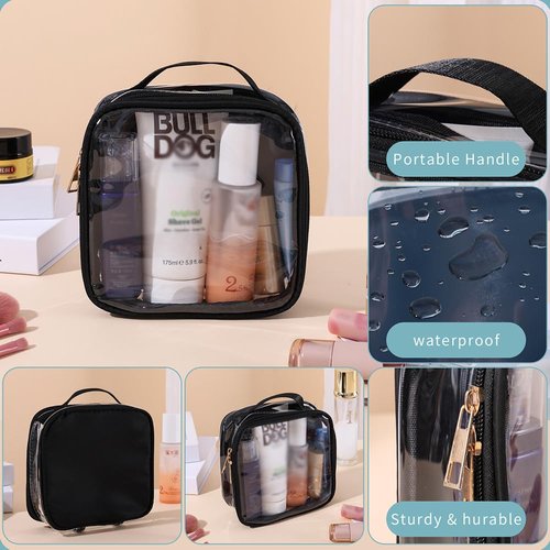 FFpaw Small Clear Makeup Bag, Nylon Mini Cosmetic Bag Small Makeup Bag for Purse TSA Approved Travel Toiletry Bags with Zipper Cute Organizer Car Organizer Bag for Women Girls
