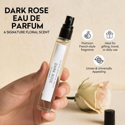 OCTAVIA MORGAN Dark Rose Eau De Parfum - Bold Vanilla & Black Rose Fragrance - Unisex Travel Perfume, 10ML