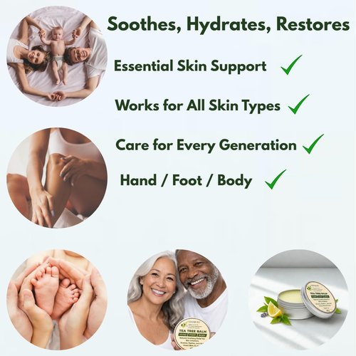 Tea Tree Oil Balm - Natural Itchy Skin Relief for Rashes, Jock Itch & Bug Bites | Safe for All Ages