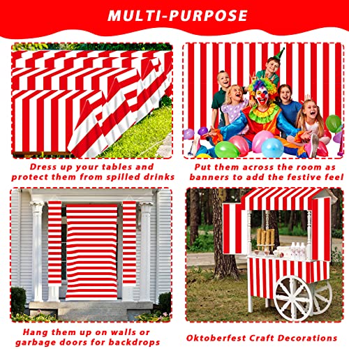 Party Greeting Red and White Striped Long Tablecloth Roll - Carnival & Party Supplies