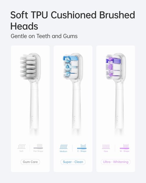 Laifen Cushioned Toothbrush Heads 6 Pack, New 2025 Version Replacement Heads Compatible with Wave/Wave Special Electric Toothbrush (Super-Clean)