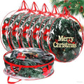 Christmas Wreath Storage Bag - Clear Plastic Container 24 Inch for Decorations - Variation of Red / 6